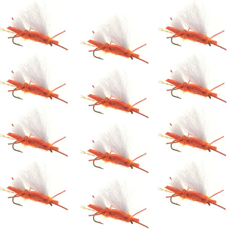 Chubby Chernobyl Ant Orange Foam Body Grasshopper Fly - 1 Dozen Flies Hook Size 10 - Get Tight Gear