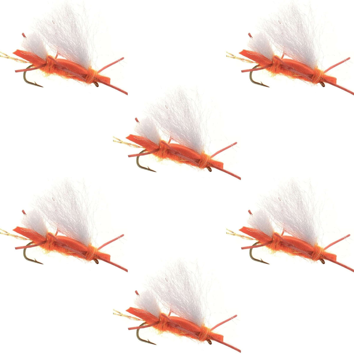 Chubby Chernobyl Ant Orange Foam Body Grasshopper Fly - 6 Flies Hook Size 10 - Get Tight Gear