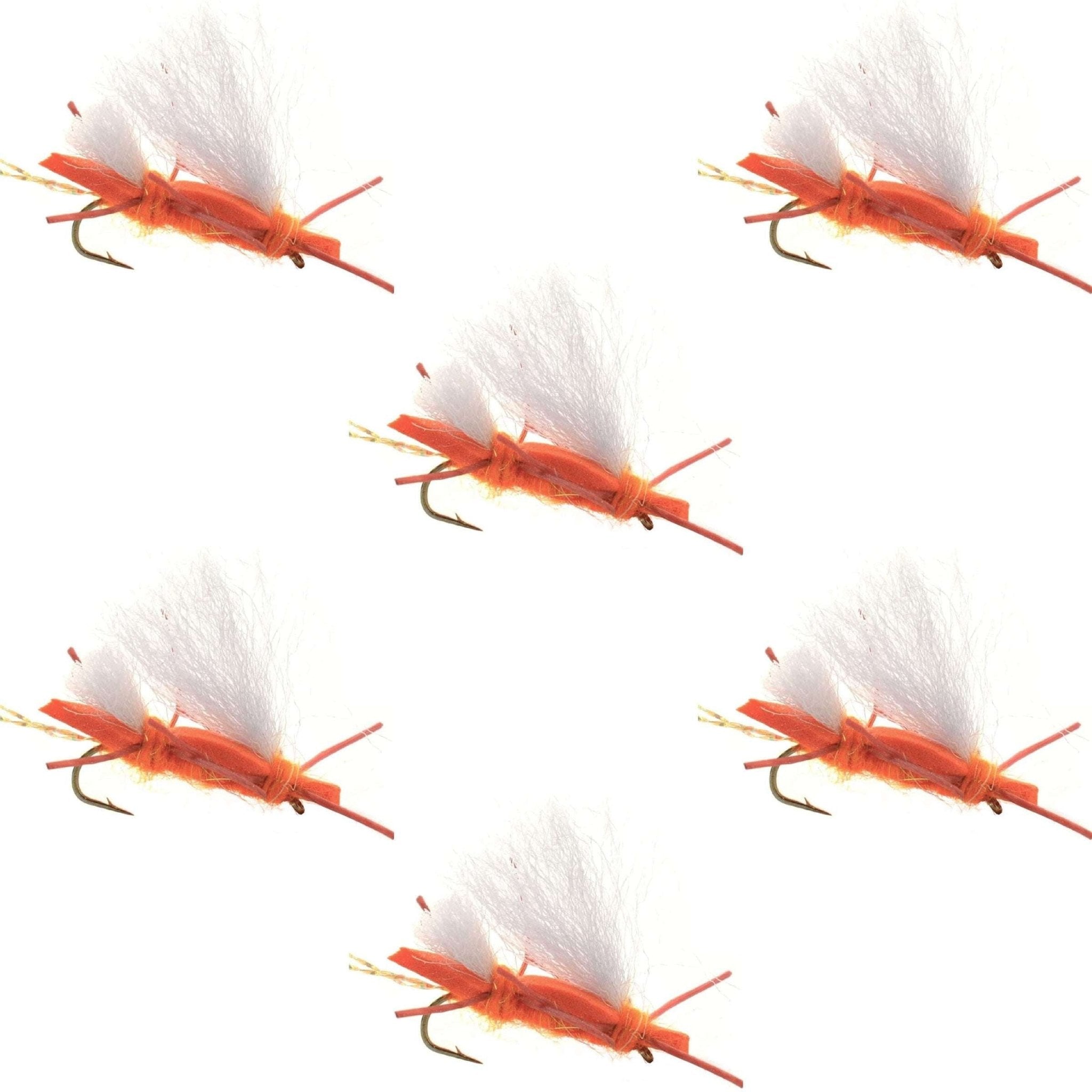 Chubby Chernobyl Ant Orange Foam Body Grasshopper Fly - 6 Flies Hook Size 10 - Get Tight Gear
