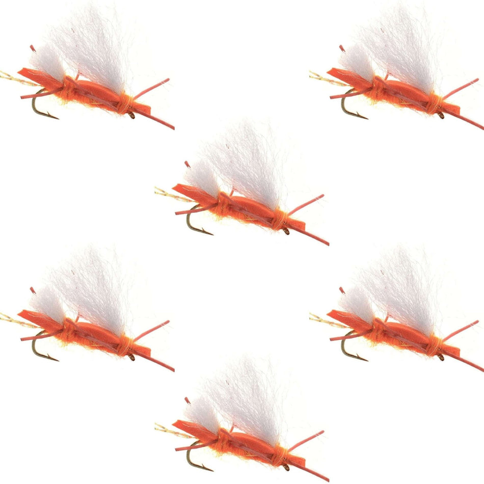 Chubby Chernobyl Ant Orange Foam Body Grasshopper Fly - 6 Flies Hook Size 10 - Get Tight Gear