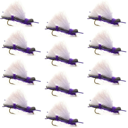 Chubby Chernobyl Ant Purple Foam Body Grasshopper Fly - 1 Dozen Flies Hook Size 10 - Get Tight Gear