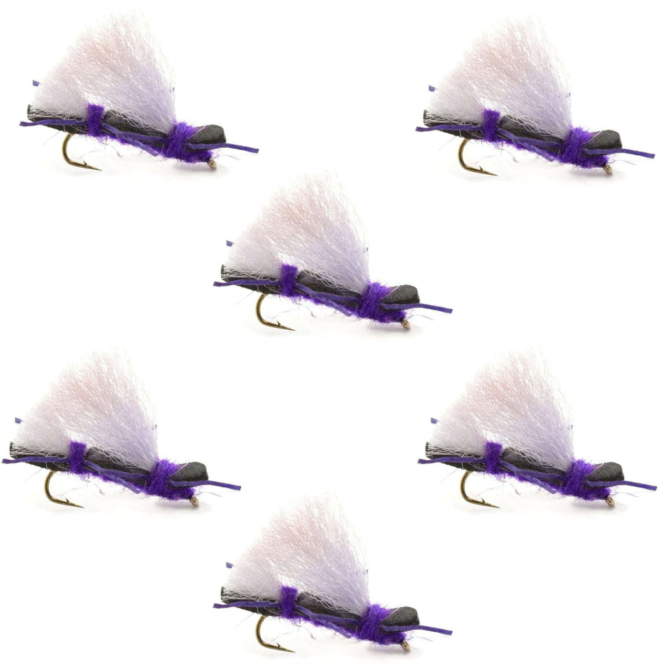 Chubby Chernobyl Ant Purple Foam Body Grasshopper Fly - 6 Flies Hook Size 10 - Get Tight Gear