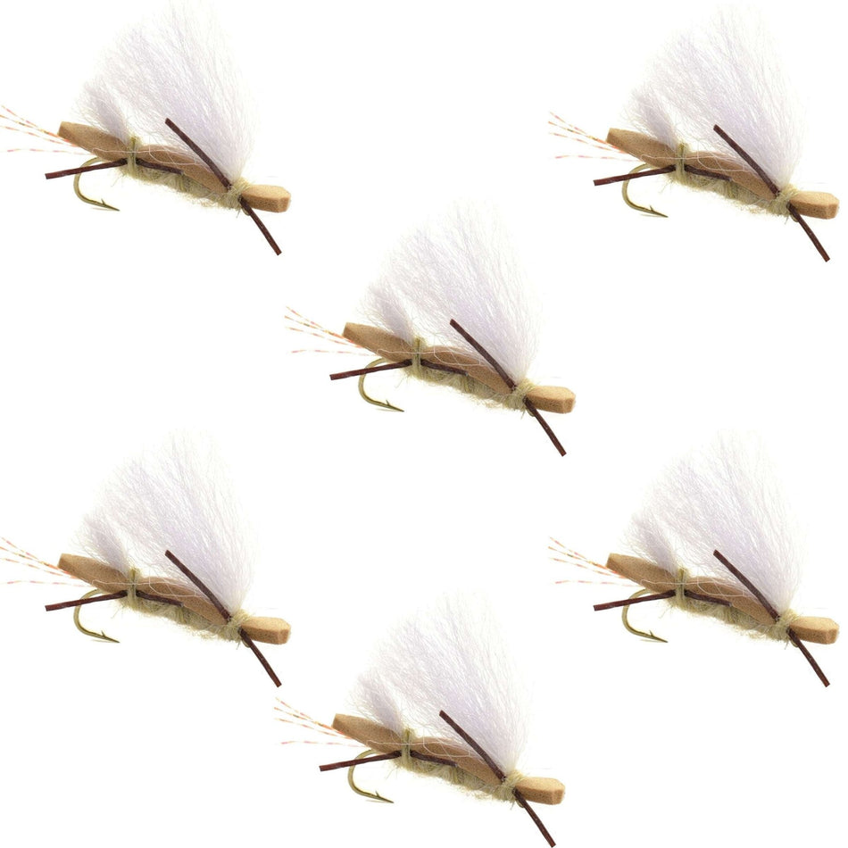 Chubby Chernobyl Ant Tan Foam Body Grasshopper Fly - 6 Flies Hook Size 10 - Get Tight Gear