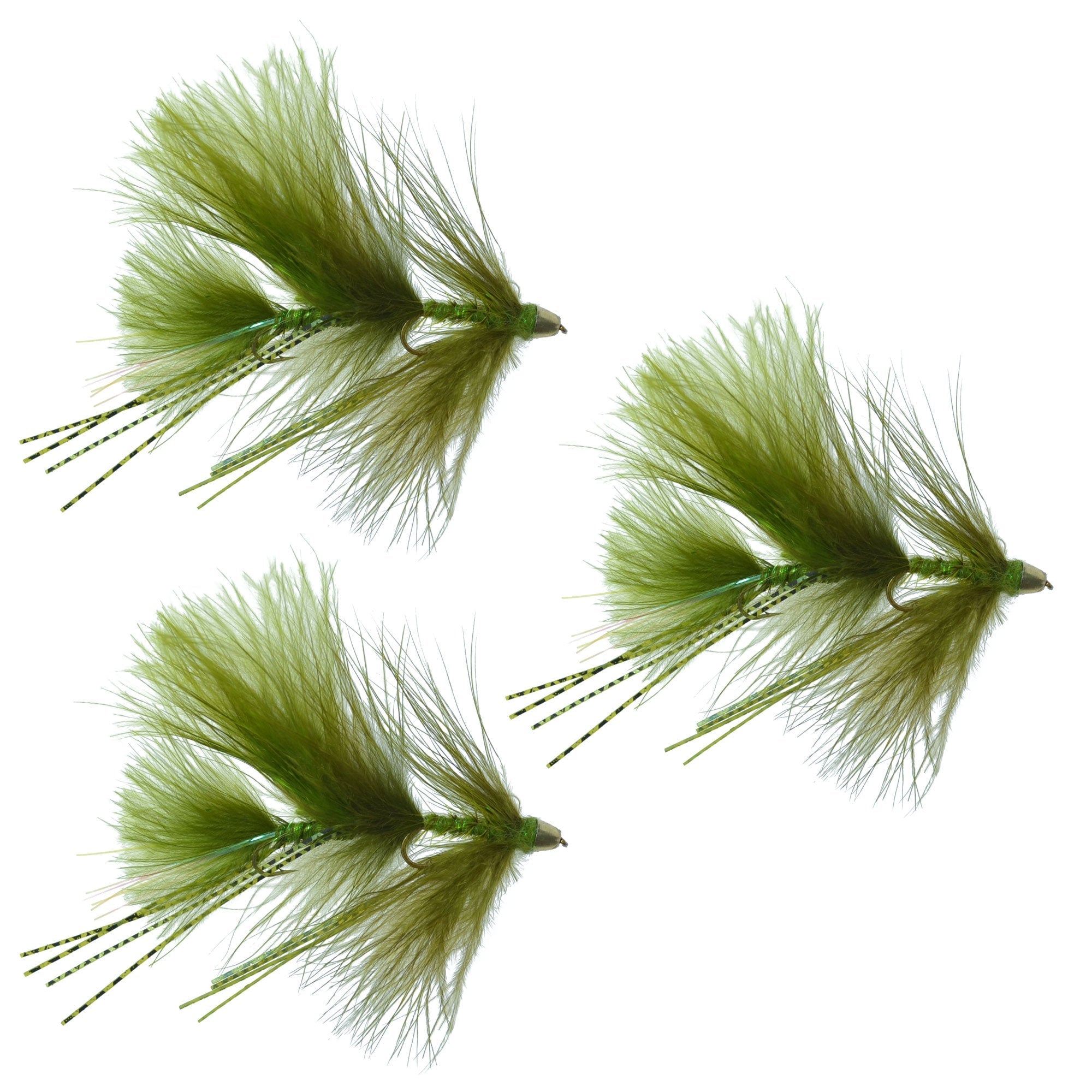 Circus Peanut Envy Streamer Olive - Size 6 - Articulated Fishing Flies - Set of 3 - Get Tight Gear