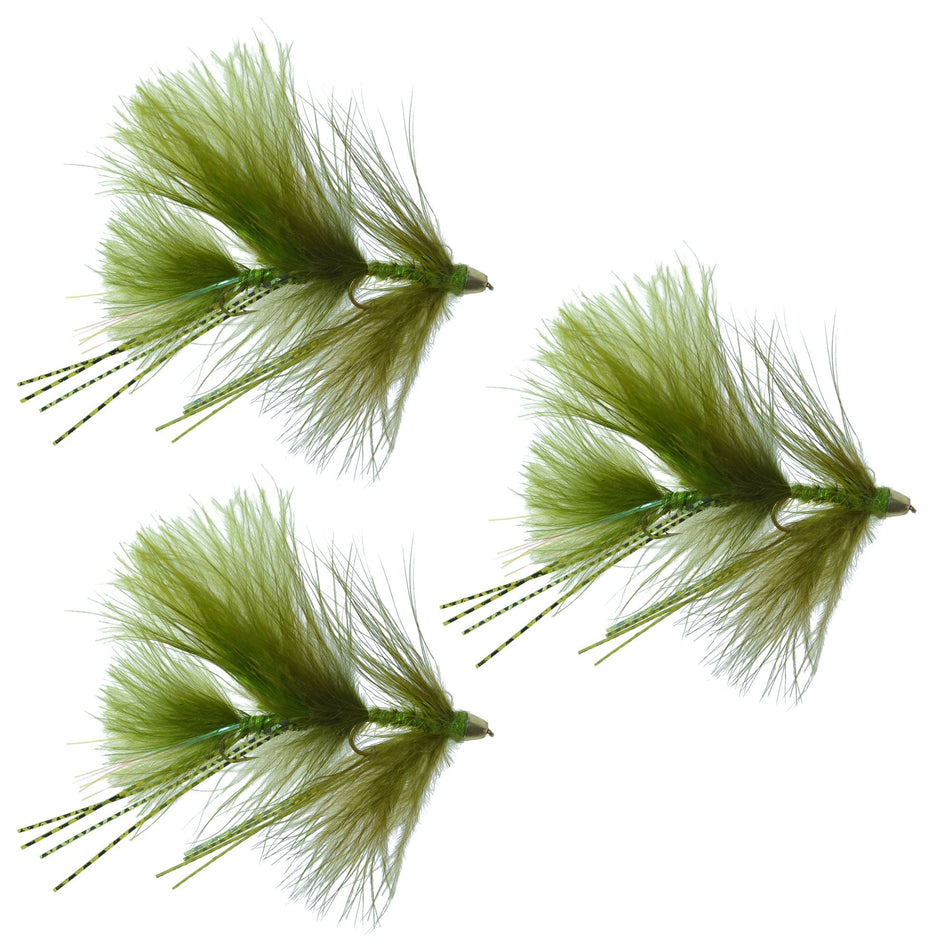 Circus Peanut Envy Streamer Olive - Size 6 - Articulated Fishing Flies - Set of 3 - Get Tight Gear