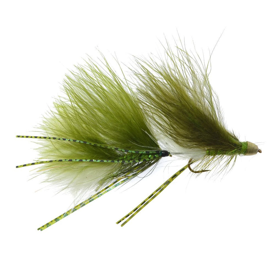 Circus Peanut Envy Streamer Olive/White - Size 6 - Articulated - Set of 3 - Hook Size 6 - Get Tight Gear