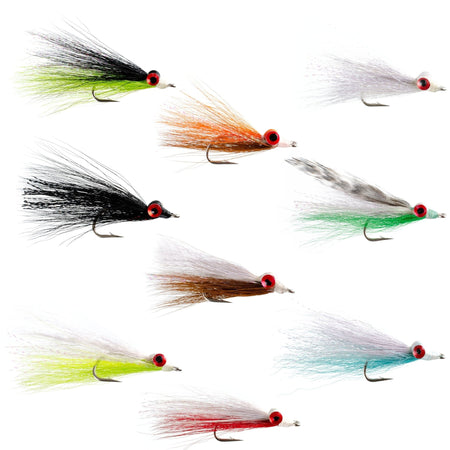 Clouser Minnow Freshwater Streamer Assortment - Collection of 9 Trout Bass Flies - Hook Size 4 - Get Tight Gear