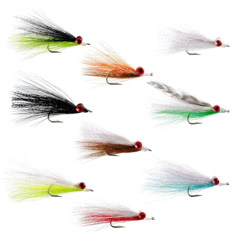 Clouser Minnow Freshwater Streamer Assortment - Collection of 9 Trout Bass Flies - Hook Size 4 - Get Tight Gear