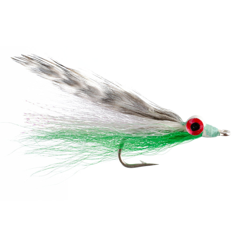 Clousers Clouceiver Deep Minnow Grizzly Green - Streamer Fly Fishing Flies - 4 Saltwater and Bass Flies - Hook Size 1/0 - Get Tight Gear