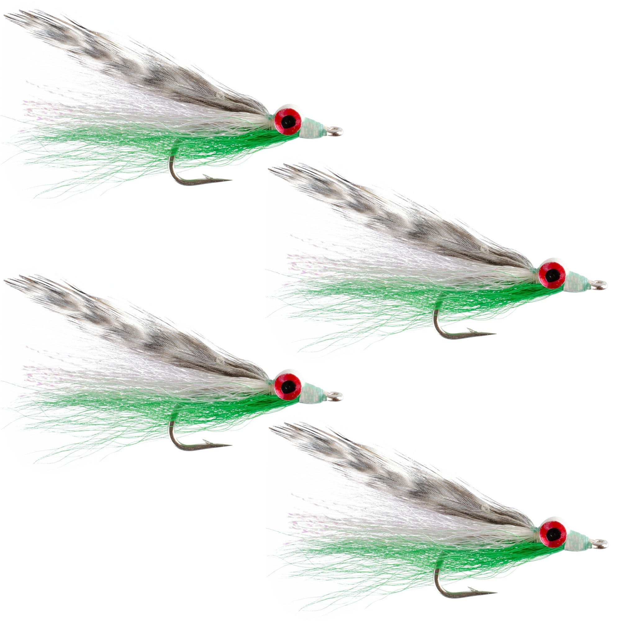 Clousers Clouceiver Deep Minnow Grizzly Green - Streamer Fly Fishing Flies - 4 Saltwater and Bass Flies - Hook Size 1/0 - Get Tight Gear