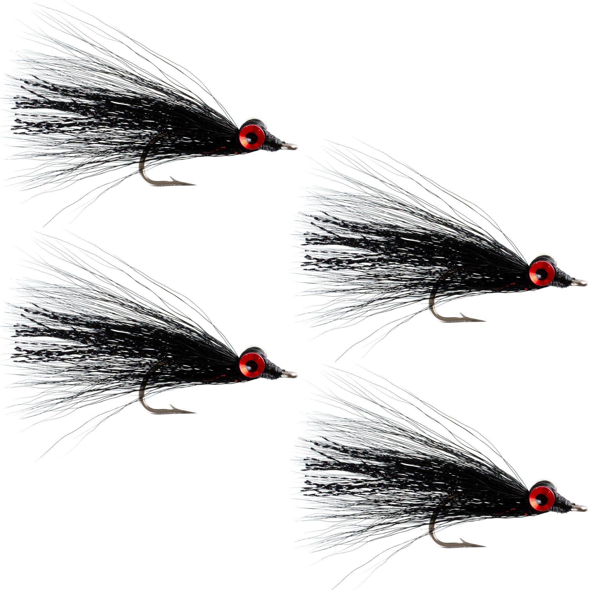 Clousers Deep Minnow Black - Streamer Fly Fishing Flies - 4 Saltwater and Bass Flies - Hook Size 1/0 - Get Tight Gear