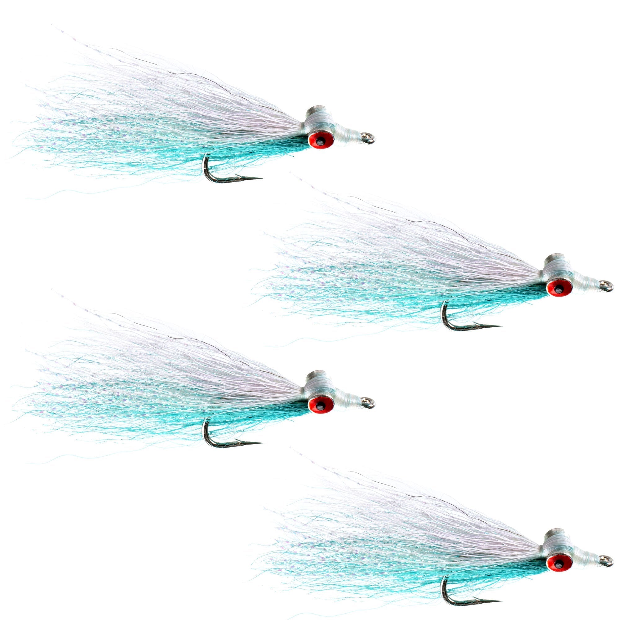 Clousers Deep Minnow Blue White - Streamer Fly Fishing Flies - 4 Saltwater and Bass Flies - Hook Size 1/0 - Get Tight Gear