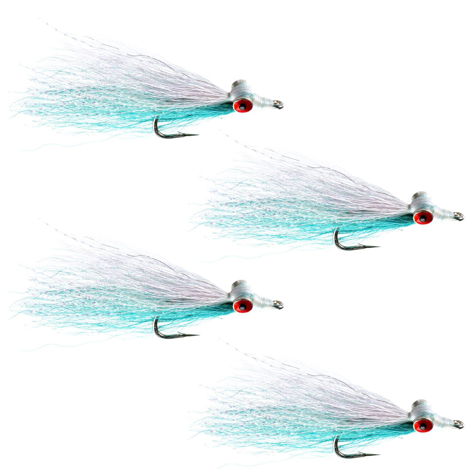Clousers Deep Minnow Blue White - Streamer Fly Fishing Flies - 4 Saltwater and Bass Flies - Hook Size 1/0 - Get Tight Gear