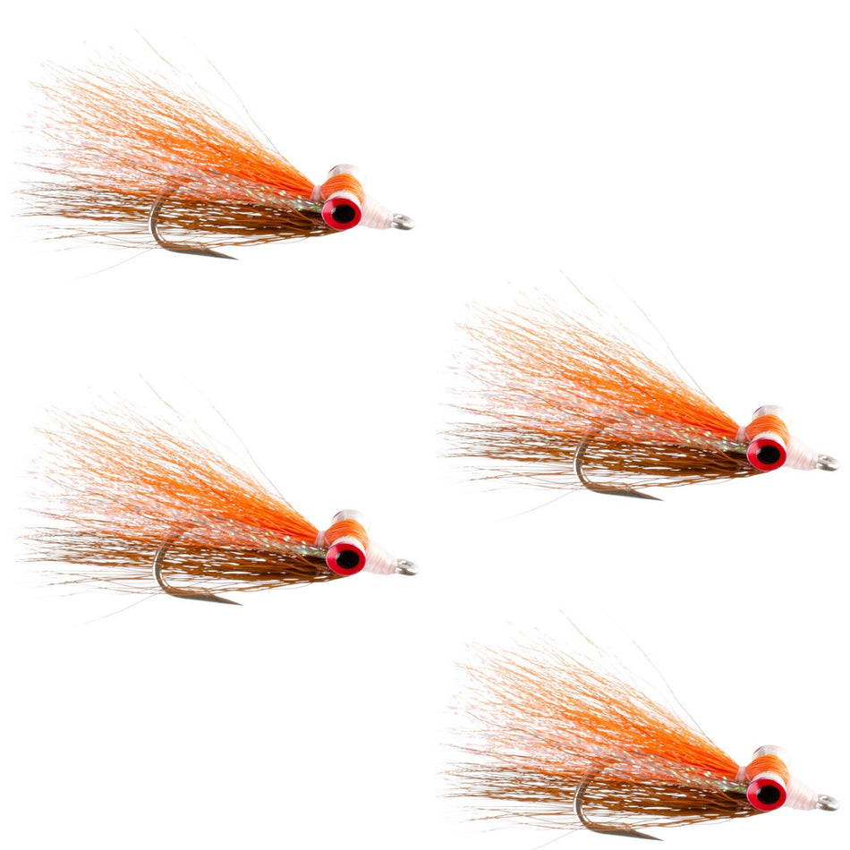 Clousers Deep Minnow Brown Orange Sunfish - Streamer Fly Fishing Flies - 4 Saltwater and Bass Flies - Hook Size 1/0 - Get Tight Gear