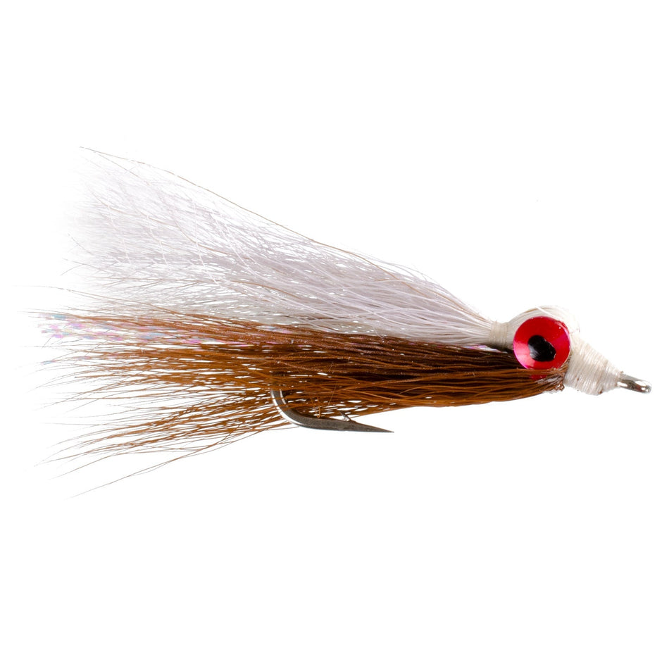Clousers Deep Minnow Brown White - Streamer Fly Fishing Flies - 4 Saltwater and Bass Flies - Hook Size 1/0 - Get Tight Gear