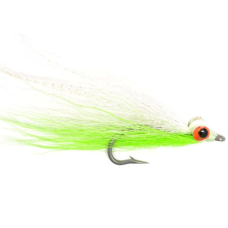 Clousers Deep Minnow Chartreuse White - Streamer Fly Fishing Flies - 4 Saltwater and Bass Flies - Hook Size 1/0 - Get Tight Gear