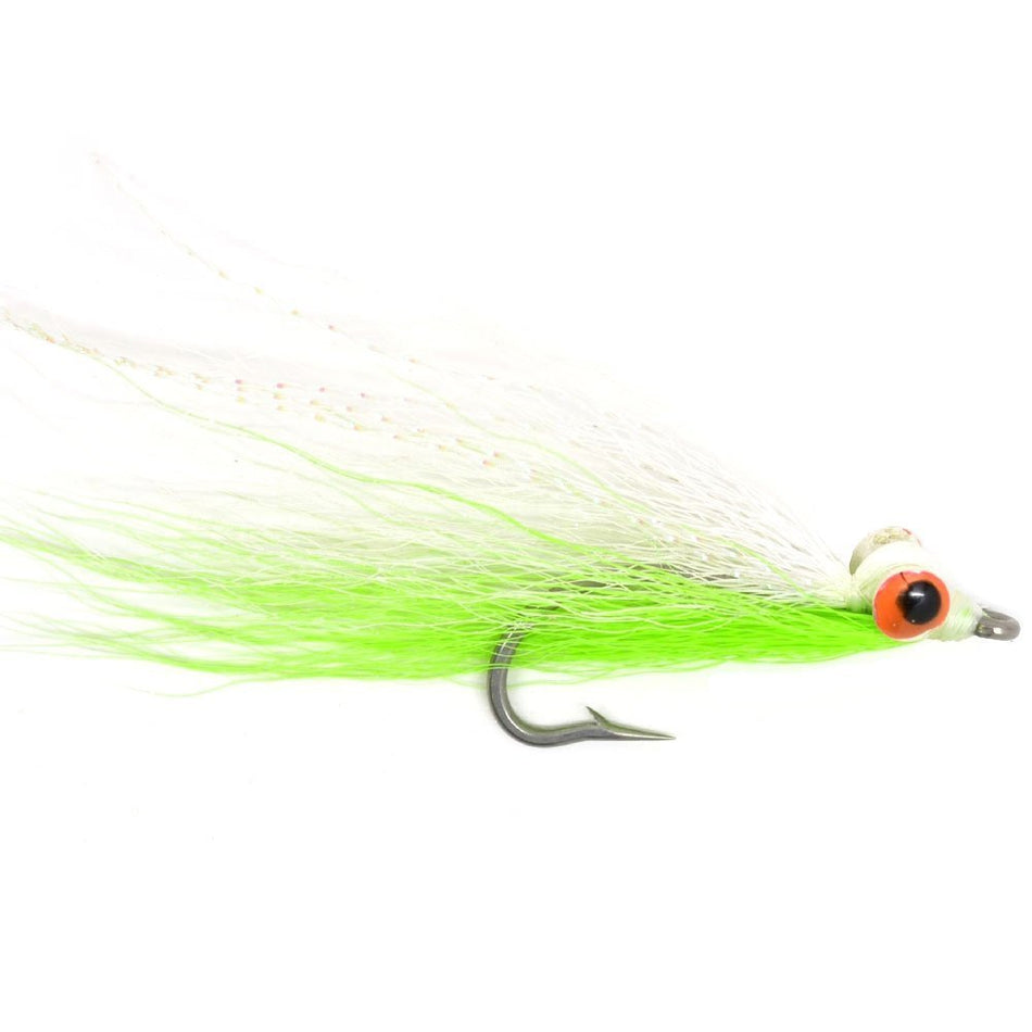 Clousers Deep Minnow Chartreuse White - Streamer Fly Fishing Flies - 4 Saltwater and Bass Flies - Hook Size 1/0 - Get Tight Gear