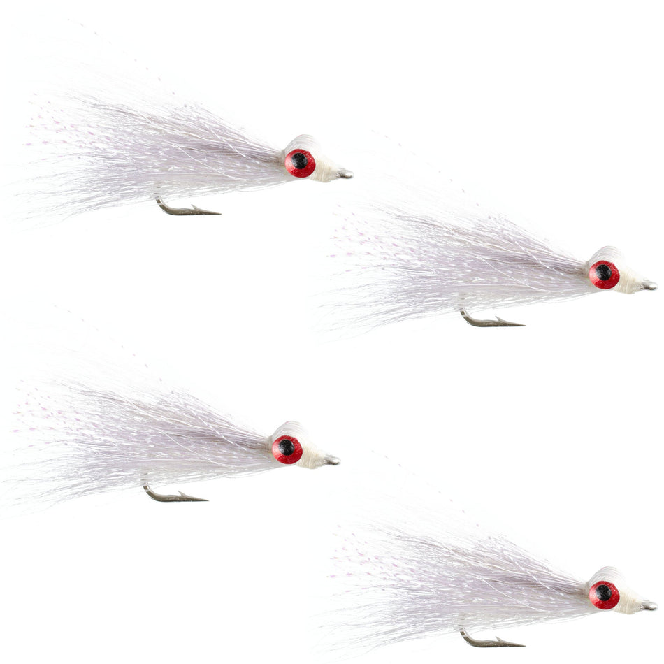 Clousers Deep Minnow White - Streamer Fly Fishing Flies - 4 Saltwater and Bass Flies - Hook Size 1/0 - Get Tight Gear