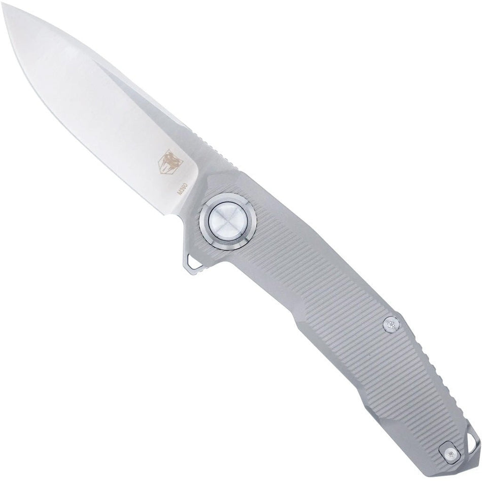 CobraTec Barracuda Titanium M390 Button Lock Knife Folding Blade Silver - Get Tight Gear