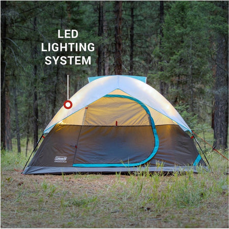 Coleman OneSource Rechargeable 4 - Person Camping Dome Tent w/Airflow System & LED Lighting - Get Tight Gear