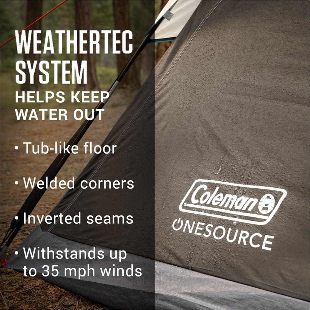Coleman OneSource Rechargeable 4 - Person Camping Dome Tent w/Airflow System & LED Lighting - Get Tight Gear