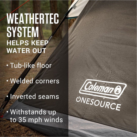 Coleman OneSource Rechargeable 4 - Person Camping Dome Tent w/Airflow System & LED Lighting - Get Tight Gear