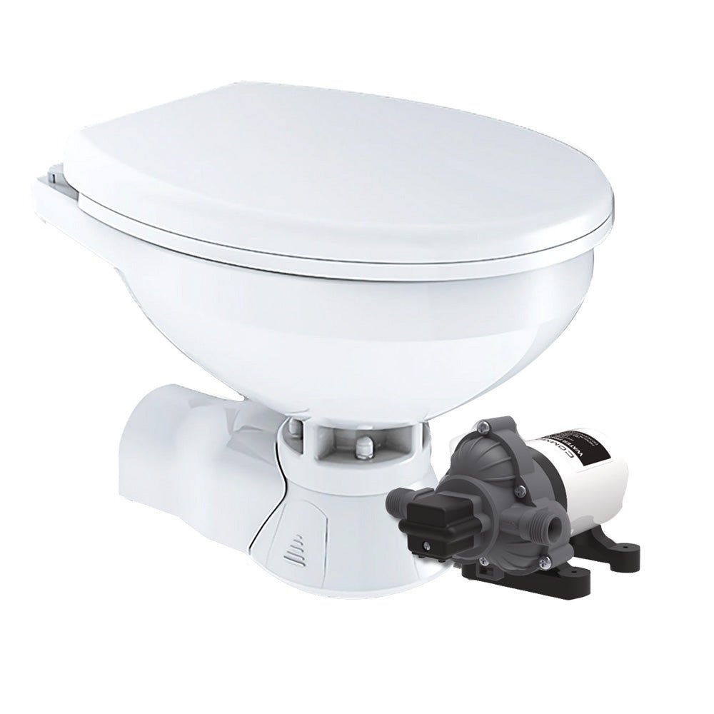 Commodore Quiet Flush Electric Toilet - Rear Macerator - Raw Water Pump - Regular Size - Get Tight Gear