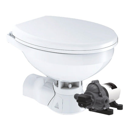 Commodore Quiet Flush Electric Toilet - Rear Macerator - Raw Water Pump - Regular Size - Get Tight Gear