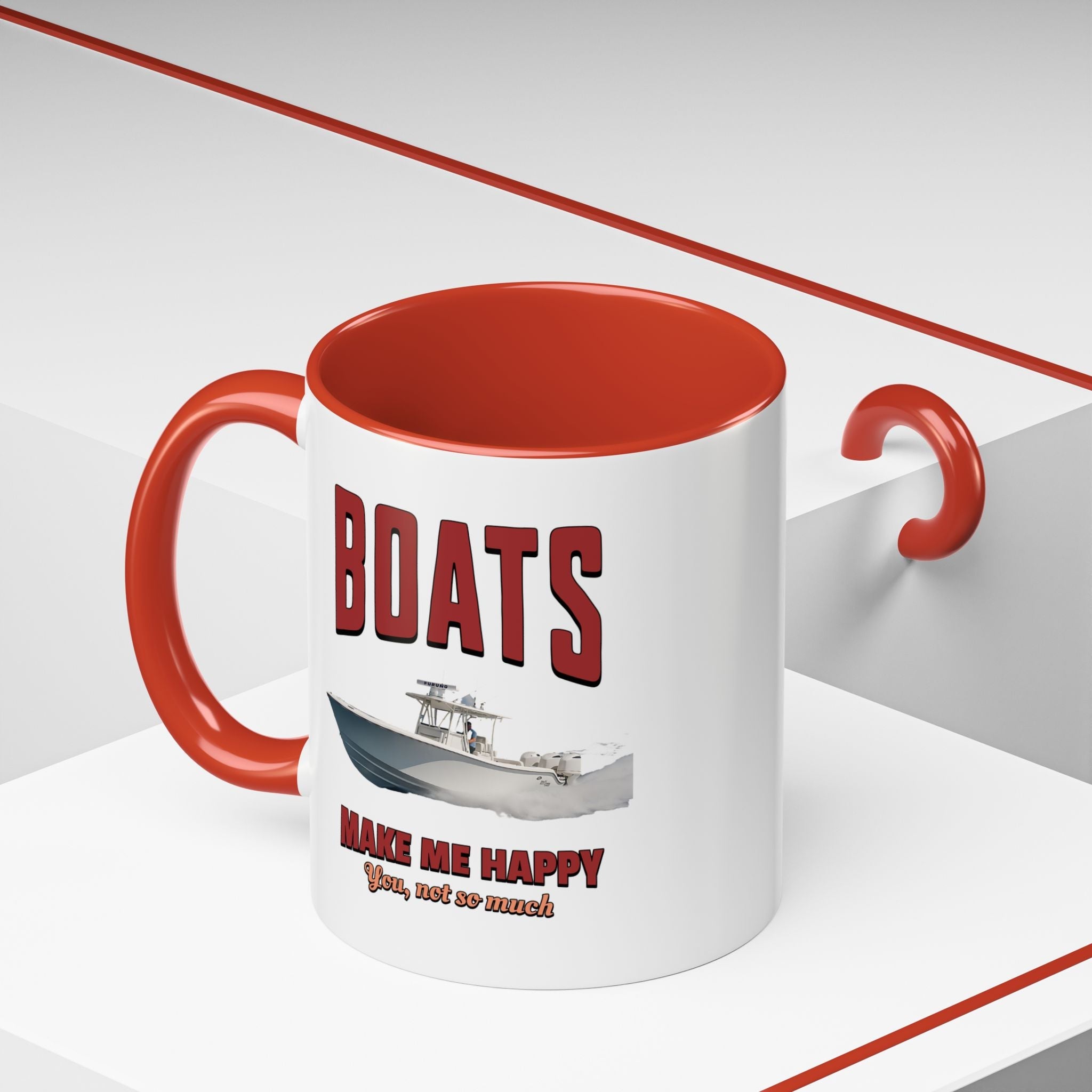 Custom Coffee Mug - Boats Make Me Happy Design - Get Tight Gear
