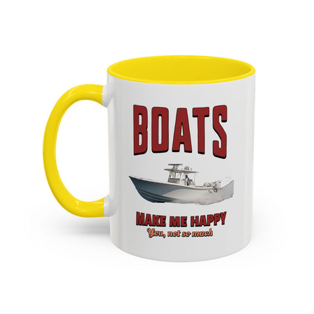 Custom Coffee Mug - Boats Make Me Happy Design - Get Tight Gear