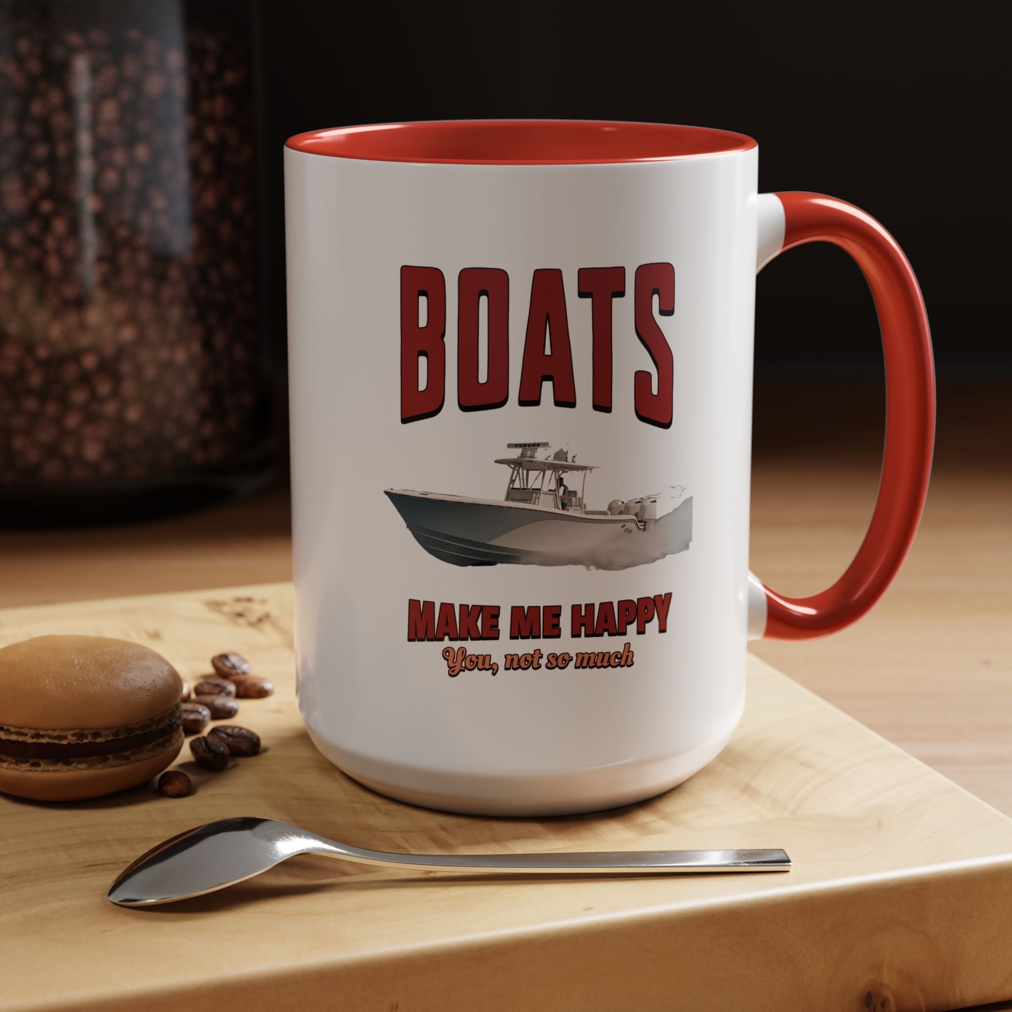 Custom Coffee Mug - Boats Make Me Happy Design - Get Tight Gear