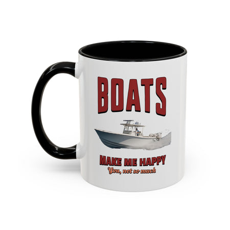 Custom Coffee Mug - Boats Make Me Happy Design - Get Tight Gear
