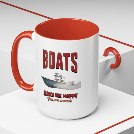 Custom Coffee Mug - Boats Make Me Happy Design - Get Tight Gear