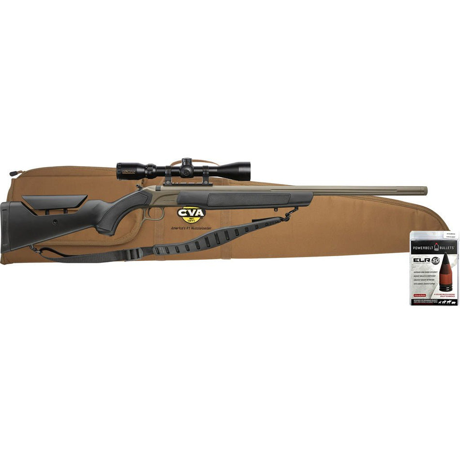 CVA Accura LR - X Muzzleloader Package 50 Cal/330 ELR 30 in. FDE/Black w/ Scope - Get Tight Gear