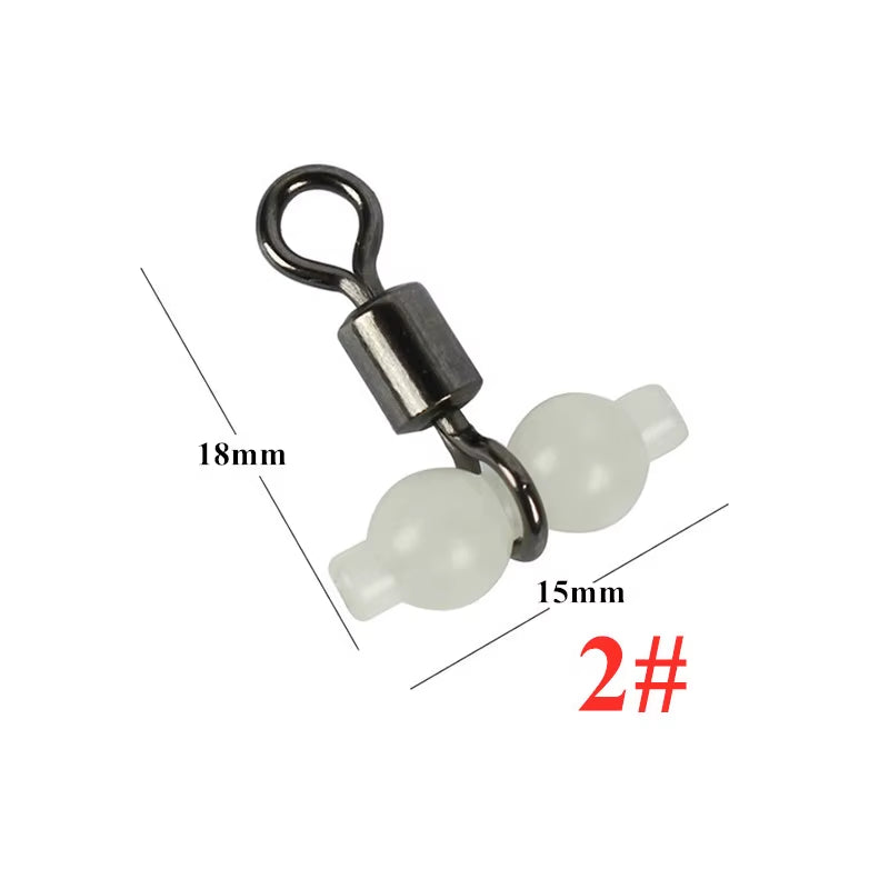 10-Piece Luminous Fishing Rolling Swivels Connectors Set for Night Fishing in Freshwater and Saltwater