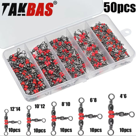 T-Shape Barrel Swivels - Three-Way Swivel Connectors for Fishing Tackle and Catfish Rigs