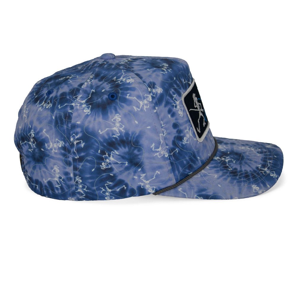 Dancing Skeletons Fly Fishing Trucker Tie Dye Rope Cap - Get Tight Gear