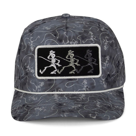 Dancing Skeletons Fly Fishing Trucker Tie Dye Rope Cap - Get Tight Gear
