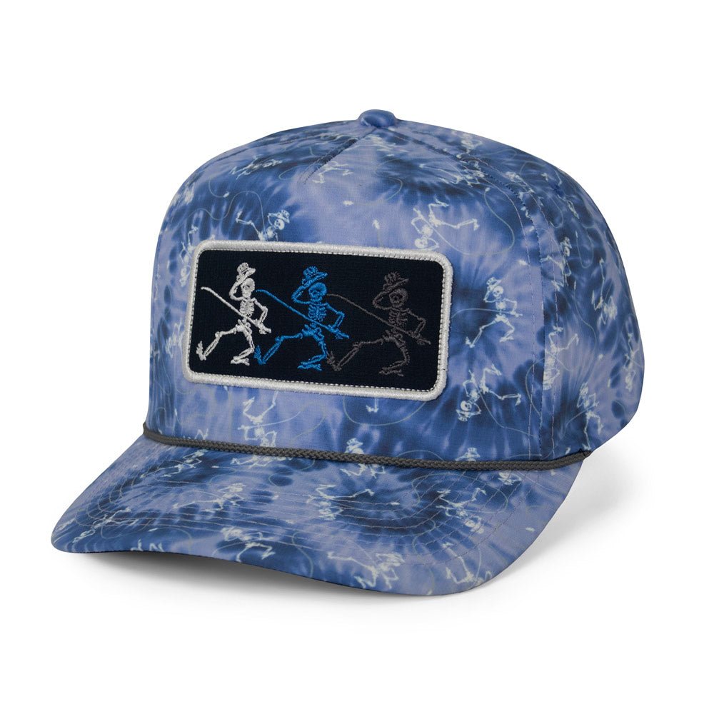 Dancing Skeletons Fly Fishing Trucker Tie Dye Rope Cap - Get Tight Gear