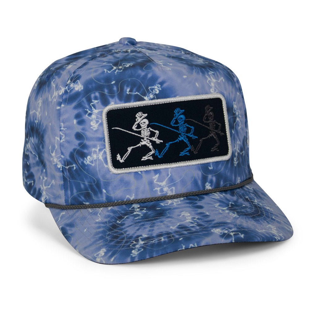 Dancing Skeletons Fly Fishing Trucker Tie Dye Rope Cap - Get Tight Gear