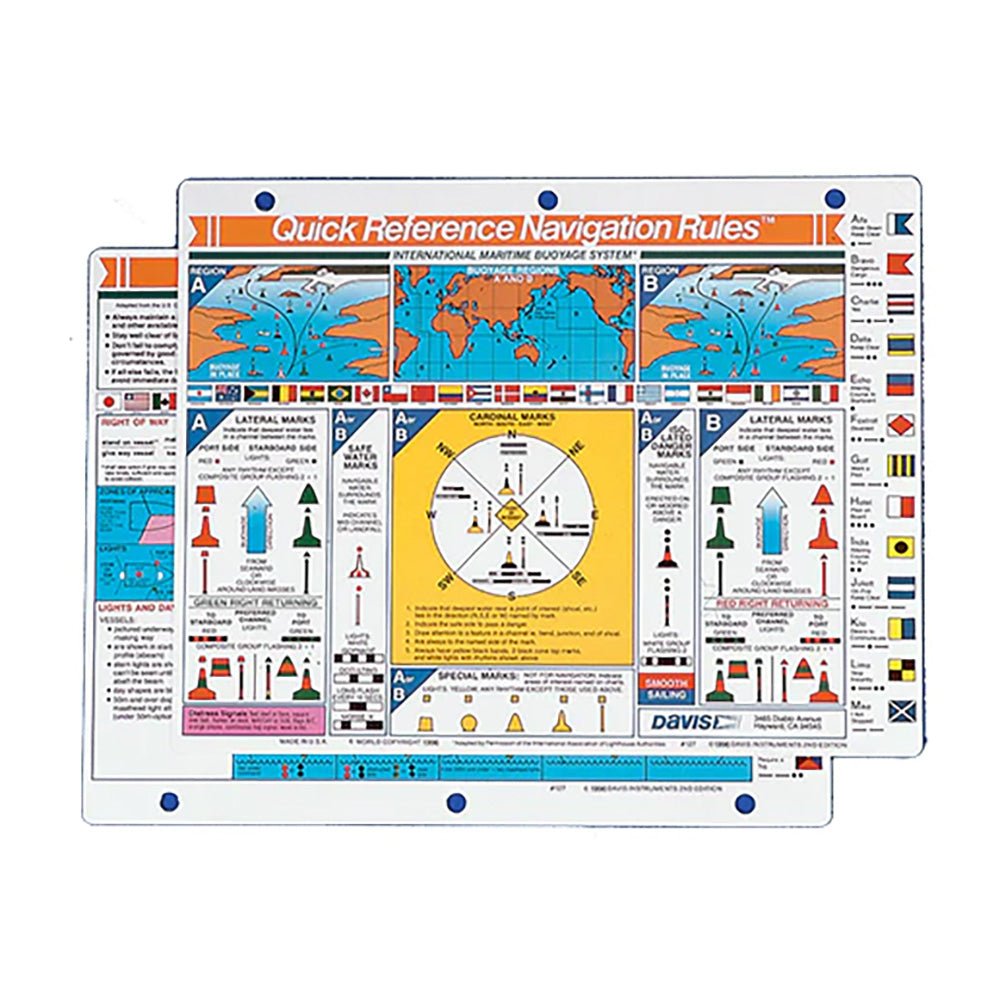 Davis Quick Reference International Navigation Rules Card - Get Tight Gear
