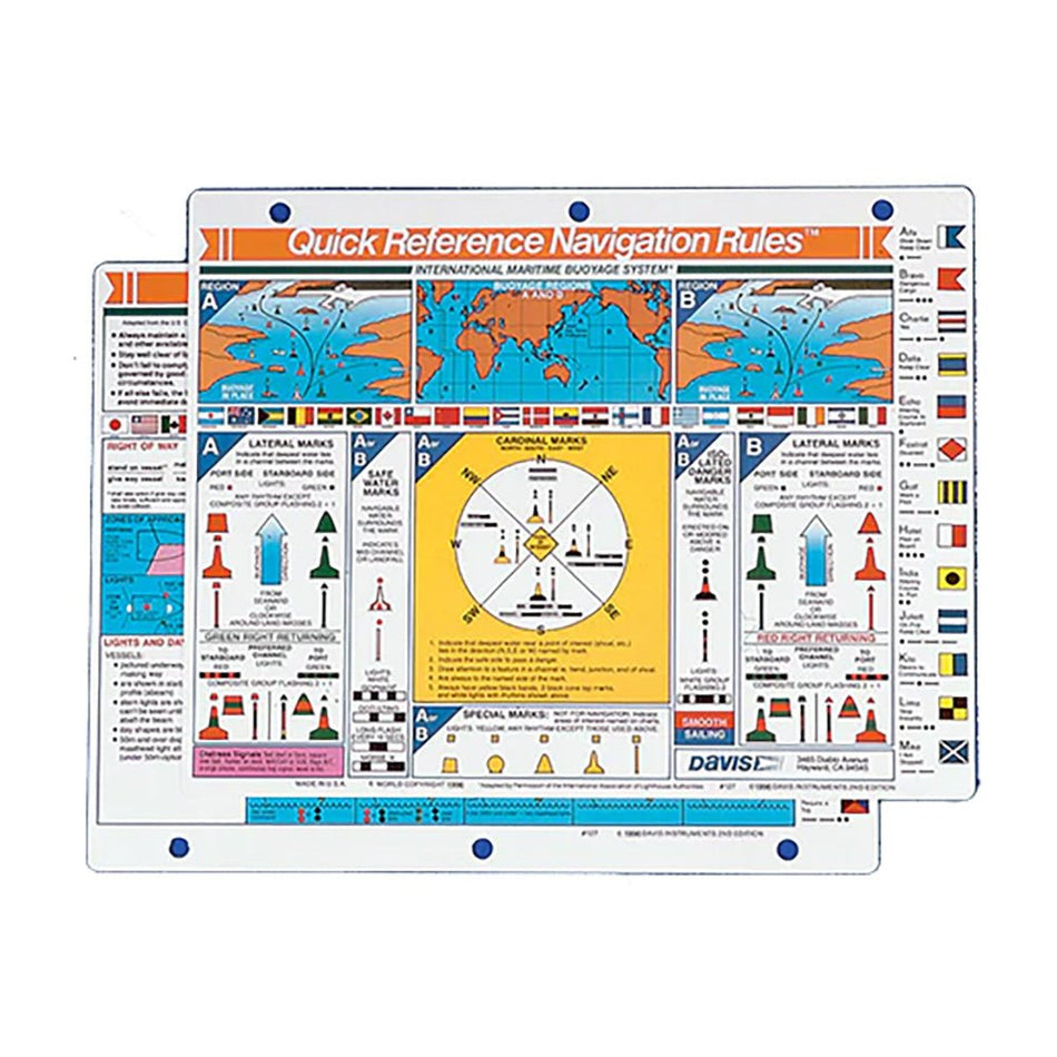 Davis Quick Reference International Navigation Rules Card - Get Tight Gear