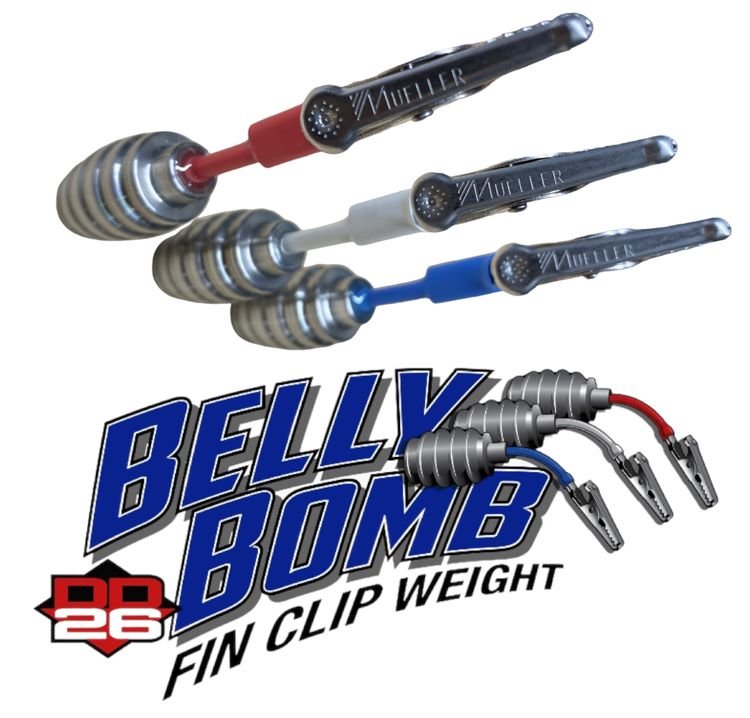 DD26 Fishing BELLY BOMB Fin Clip Weights - Get Tight Gear