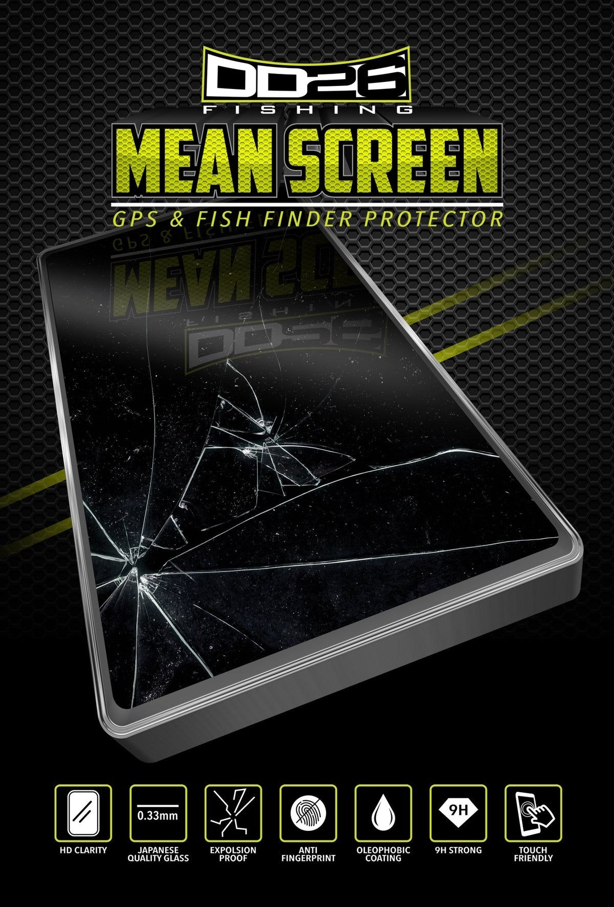 DD26 Fishing Mean Screen Anti Glare tempered glass that fits the Humminbird Solix 12 all Gens - Get Tight Gear