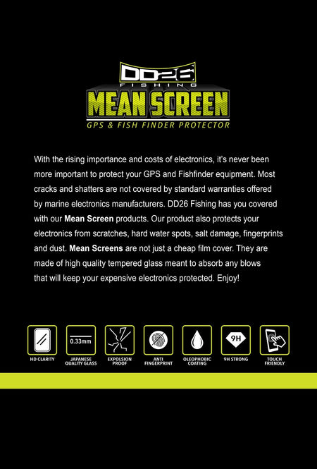 DD26 Fishing Mean Screen Anti Glare tempered glass that fits the Humminbird Solix 15 all Gens - Get Tight Gear
