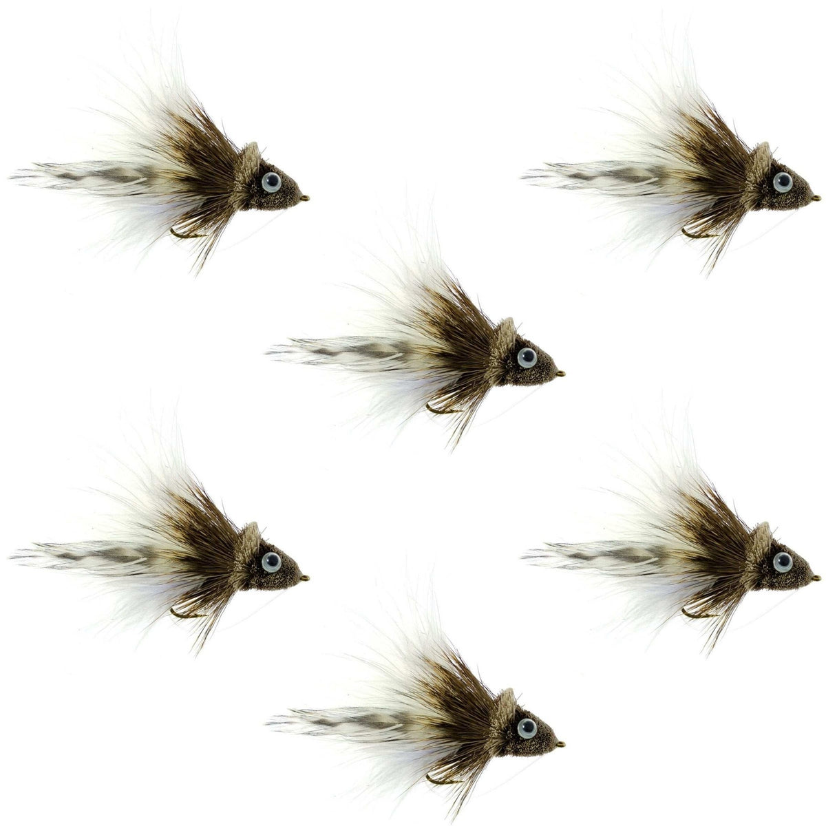 Deer Hair Dahlberg Diver 6 Flies Hook Size 4 - White Marabou Bass Fly Fishing Bug Wide Gape Bass Hooks With Weed Guard - Get Tight Gear