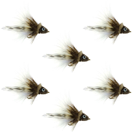 Deer Hair Dahlberg Diver 6 Flies Hook Size 4 - White Marabou Bass Fly Fishing Bug Wide Gape Bass Hooks With Weed Guard - Get Tight Gear