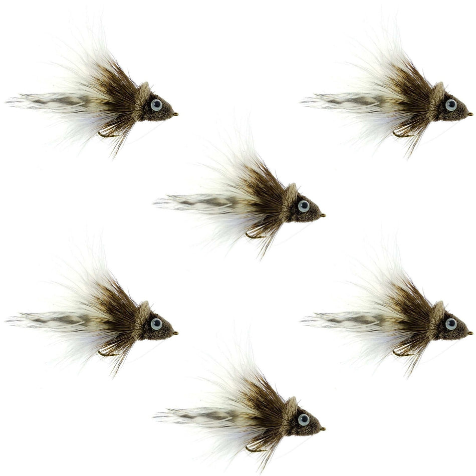 Deer Hair Dahlberg Diver 6 Flies Hook Size 4 - White Marabou Bass Fly Fishing Bug Wide Gape Bass Hooks With Weed Guard - Get Tight Gear