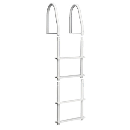 Dock Edge Fixed 4 Step Ladder Bright White Galvalume - Get Tight Gear