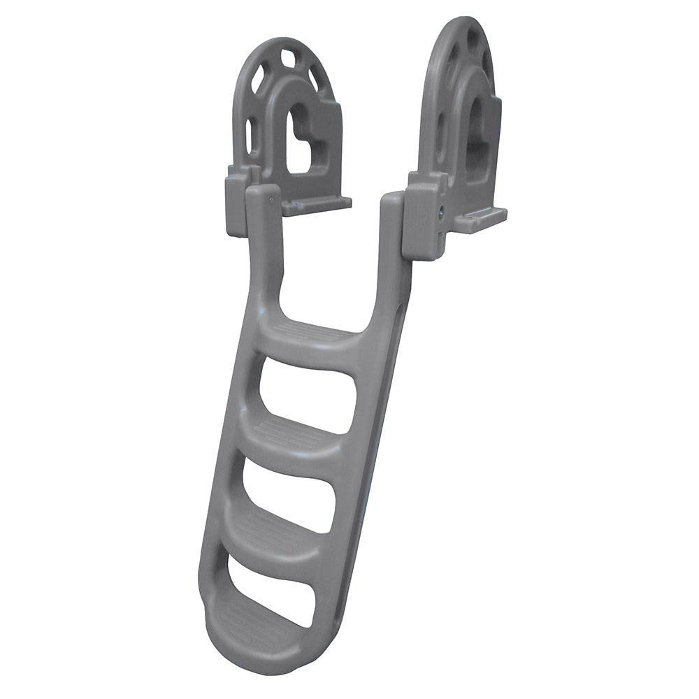 Dock Edge Stand - Off Flip - Up Polyethylene Roto Molded 4 - Step Dock Ladder - Grey - Get Tight Gear